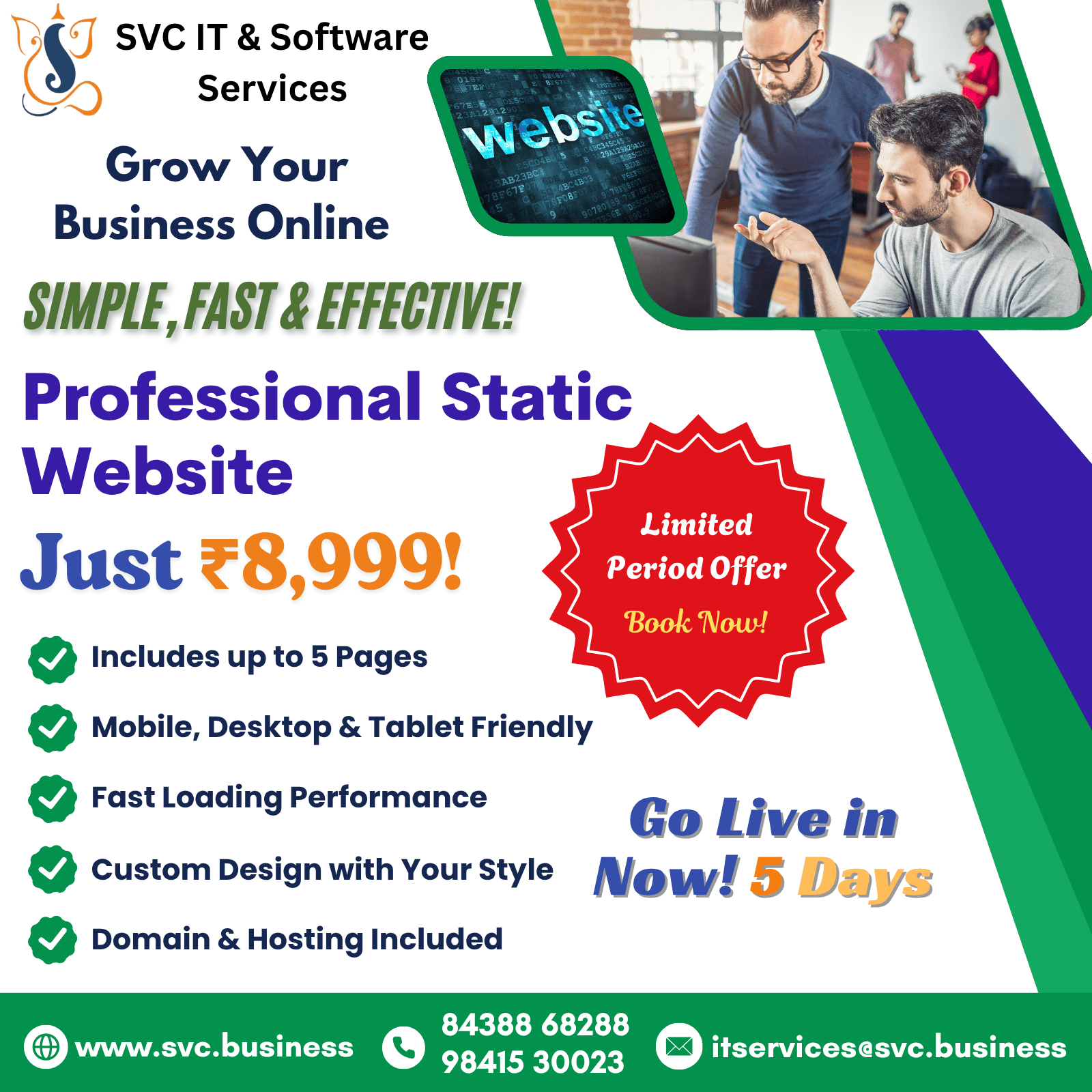 SVC English website plan with price 8999